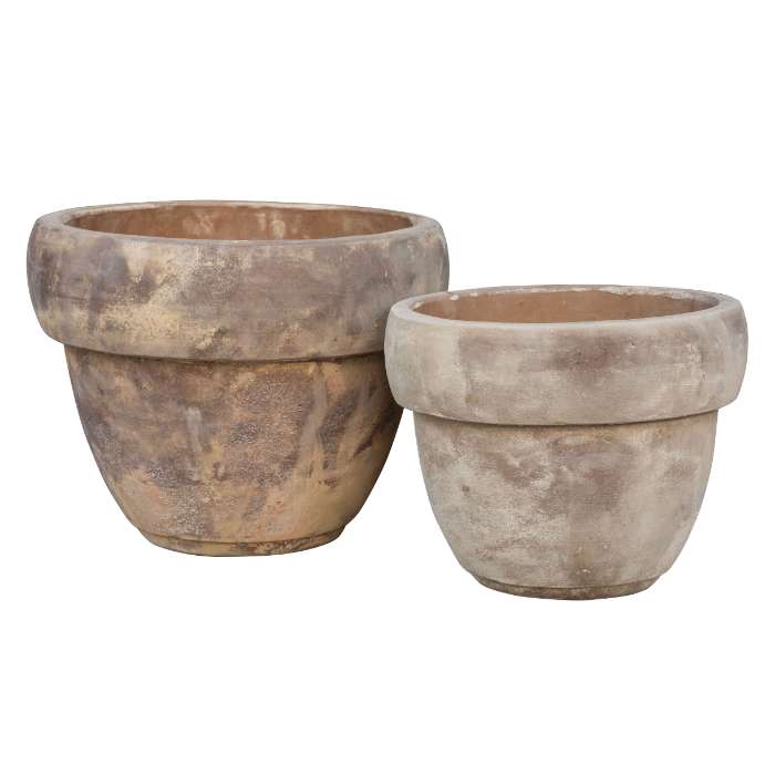 Set of 2 antique  terracotta pots