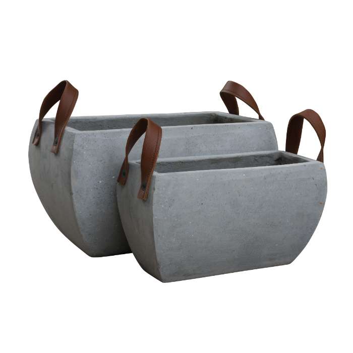 Set of 2 cement light pots