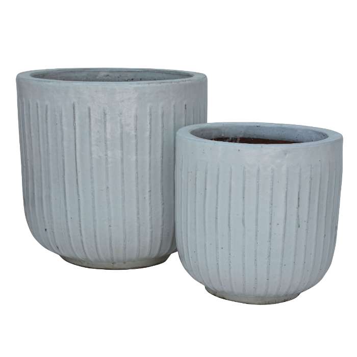 Set of 2 glazed terracotta pots