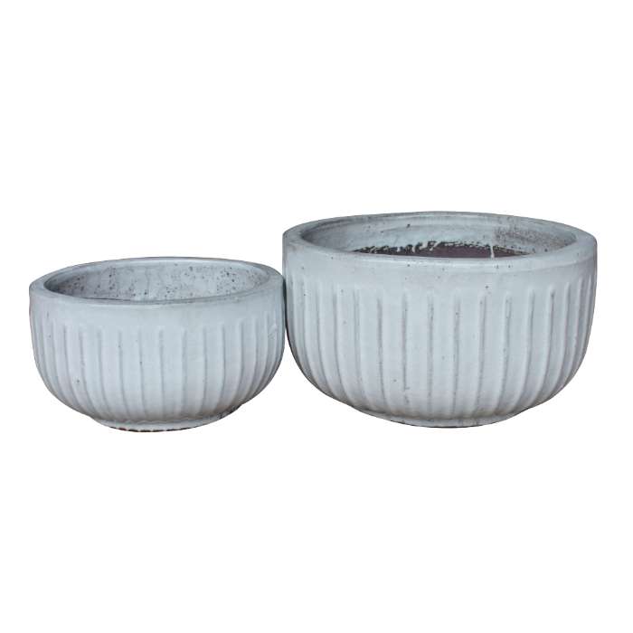 Set of 2 glazed terracotta pots