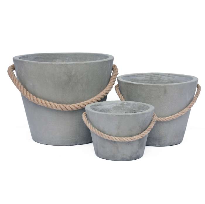 Set of 3 cement light pots