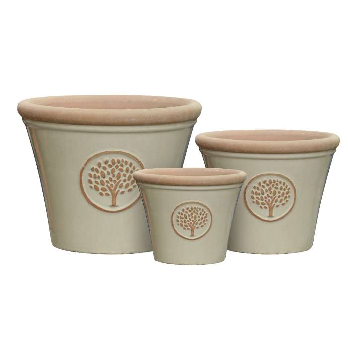 Set of 3 glazed terracotta pots