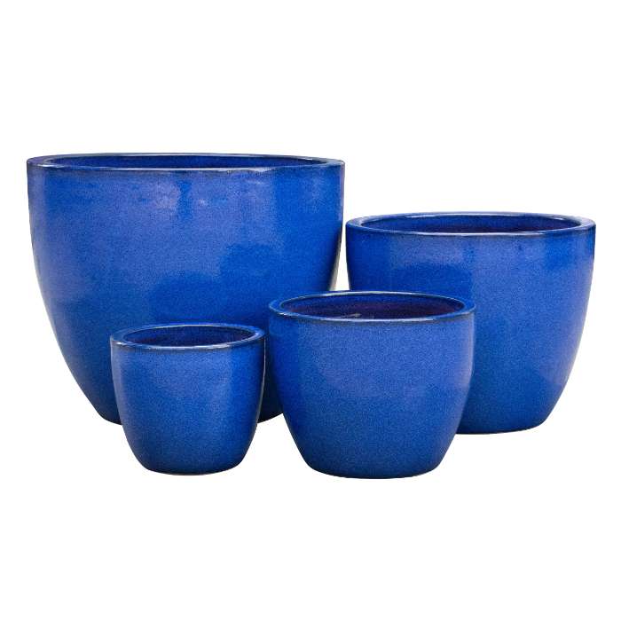 Set of 4 glazed terracotta pots