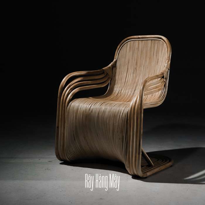 Long Natural Rattan Armchair